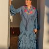 Vestido de flamenca para mujer curvy diseño exclusivo de Ana Faura colección Feria de Sevilla.