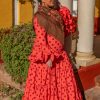 Traje de gitana talla grande con corte favorecedor y ajuste entallado en cintura Ana Faura Tomares.