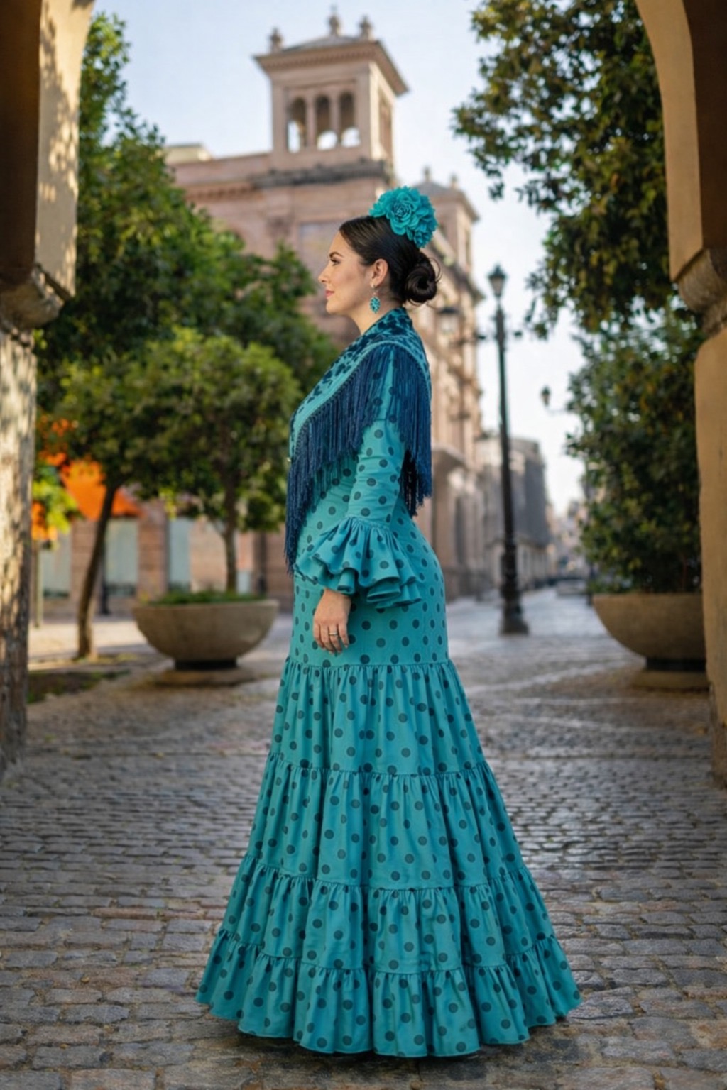 fc7e462d-3e1f-4d49-9337-1116029cadbf Vestido de flamenca para mujer curvy diseño exclusivo de Ana Faura colección Feria de Sevilla.