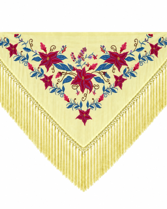 Mantoncillo de Flamenca Bordado “Flor Imperial” en color Vainilla Azulón