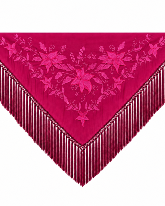 Mantoncillo de Flamenca Bordado “Flor Imperial” en color Buganvilla