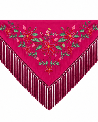 Mantoncillo de Flamenca Bordado “Flor Imperial” en color Buganvilla Verde