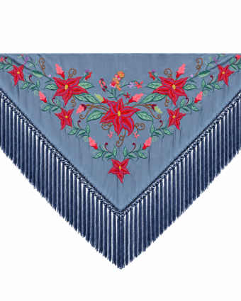 Mantoncillo de Flamenca Bordado “Flor Imperial “ en color Azul Plomo u Rojo