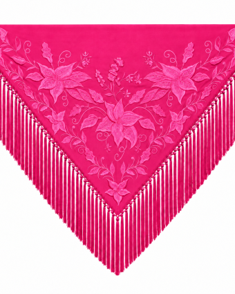 Mantoncillo de Flamenca Bordado “Flor Imperial” en color Fucsia