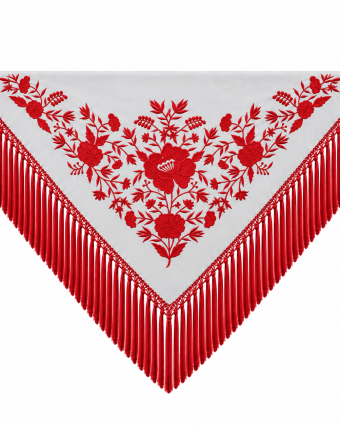 Mantón Maestranza Gris Perla y Coral