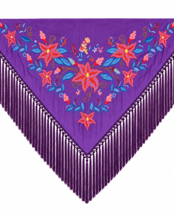 Mantoncillo de Flamenca Bordado “Flor Imperial” en color Morado Azulón