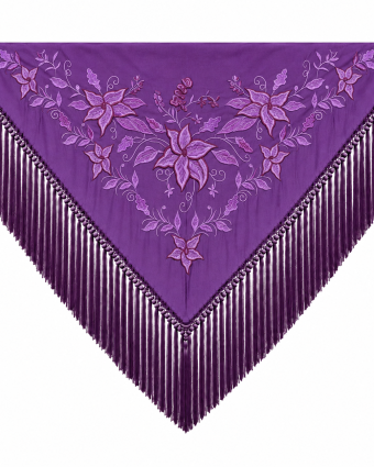 Mantoncillo de Flamenca Bordado “Flor Imperial” en color Morado Monocolor