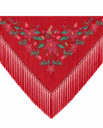 Mantoncillo de Flamenca Bordado “Flor Imperial” en color Sangre Verde