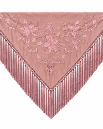 Mantoncillo de Flamenca Bordado “Flor Imperial” en color Rosa Palo