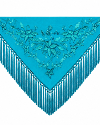 Mantoncillo de Flamenca Bordado “Flor Imperial” en color Turquesa