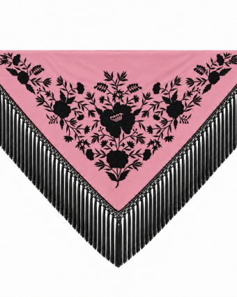 Mantón Maestranza Rosa y Azabache