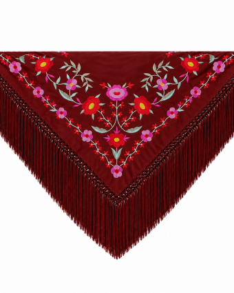 Mantón Edición Premium Sevilla Teja y Coral. Flecos Artesanales (75×75)