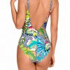 Bañador Adelgazante Estampado Tropical con Sujeción en Copa B - Vista de la espalda - Ana Faura