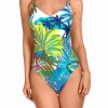 Bañador Adelgazante Estampado Tropical con Sujeción en Copa B - Vista frontal completa - Ana Faura