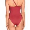 Bañador asimétrico un hombro Soft Control rojo intenso - Vista de la espalda - Ana Faura