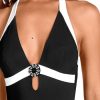 Bañador bicolor negro y blanco con escote V y tirantes multiposición - Detalle del diseño - Ana Faura