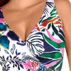 Bañador Control Escote Cruzado Estampado Tropical Blanco - Detalle del diseño - Ana Faura
