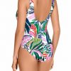 Bañador Control Escote Cruzado Estampado Tropical Blanco - Vista de la espalda - Ana Faura