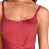 Bañador Drapeado Rojo Cereza con Control Abdominal Suave - Detalle del diseño - Ana Faura