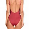 Bañador Drapeado Rojo Cereza con Control Abdominal Suave - Vista de la espalda - Ana Faura