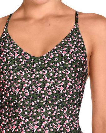 Bañador estampado animal print verde con lazos ajustables - Detalle del diseño - Ana Faura