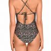 Bañador estampado animal print verde con lazos ajustables - Vista de la espalda - Ana Faura