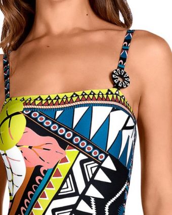 Bañador estampado geométrico con Soft Control y copas preformadas B - Detalle del diseño - Ana Faura