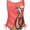 Bañador estampado étnico con control abdomen y escote profundo detrás - Fotografía de catálogo sin modelo - Ana Faura