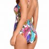 Bañador estampado tropical con escote en V y efecto vientre plano - Vista de la espalda - Ana Faura