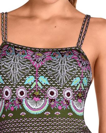 Bañador étnico verde con copas extraíbles y detalle lateral - Detalle del diseño - Ana Faura