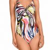 Bañador estampado geométrico con hebilla Soft Control vibrante - Vista frontal completa - Ana Faura