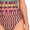 Bañador estampado geométrico Soft Control turquesa y fucsia - Primer plano del tejido y textura - Ana Faura