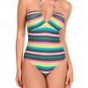 Bañador Halter Rayas Multicolor Brillo - Vista frontal completa - Ana Faura