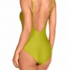 Bañador verde lima con soft control y escote en V - Vista de la espalda - Ana Faura