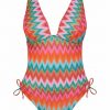 Bañador de Lurex Estampado Multicolor con Espalda Cerrada y Escote en V - Fotografía de catálogo sin modelo - Ana Faura