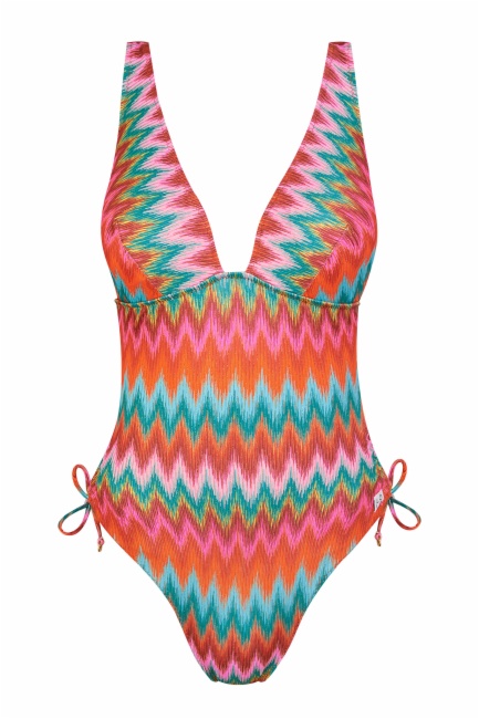Bañador de Lurex Estampado Multicolor con Espalda Cerrada y Escote en V (Foto 5) Bañador de Lurex Estampado Multicolor con Espalda Cerrada y Escote en V - Fotografía de catálogo sin modelo - Ana Faura