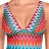 Bañador de Lurex Estampado Multicolor con Espalda Cerrada y Escote en V - Detalle del diseño - Ana Faura