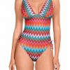 Bañador de Lurex Estampado Multicolor con Espalda Cerrada y Escote en V - Vista frontal completa - Ana Faura