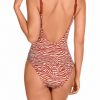Bañador moldeador Soft Control de corte clásico y estampado geométrico terracota - Vista de la espalda - Ana Faura