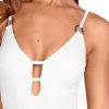 Bañador monokini blanco con aberturas y lazos ajustables - Detalle del diseño - Ana Faura