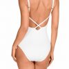 Bañador monokini blanco con aberturas y lazos ajustables - Vista de la espalda - Ana Faura