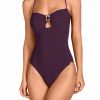 Bañador morado escotado corte U con copas extraíbles - Vista frontal completa - Ana Faura