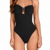 Bañador Negro Escote U con Sujeción Halter Copa B - Vista frontal completa - Ana Faura