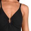 Bañador negro escote V con hebilla y soft control - Detalle del diseño - Ana Faura