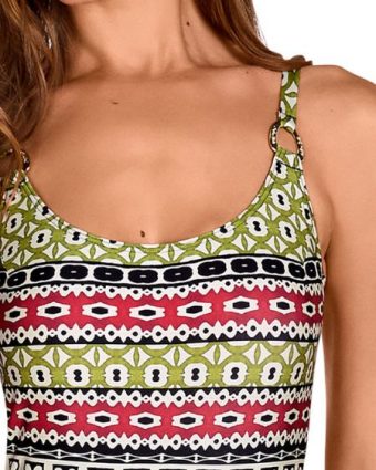 Bañador estampado Patchwork con Copas Preformadas y Soft Control - Detalle del diseño - Ana Faura