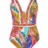 Bañador de una pieza tropical con escote V y escote en la espalda, Soft Control, Copa B - Fotografía de catálogo sin modelo - Ana Faura