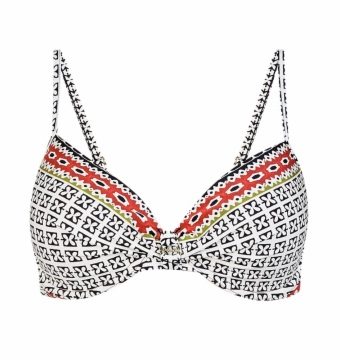 Bikini con Aros Estampado Étnico Geomético Multicolor - Vista frontal completa - Ana Faura