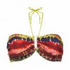 Bikini bandeau con aros y lazos estampados de colores vivos - Vista frontal completa - Ana Faura