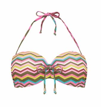 Bikini Bandeau Geométrico con Aro y Braga Ajustable Multicolor - Vista frontal completa - Ana Faura