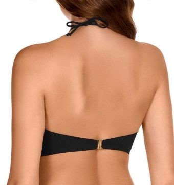 Bikini Bandeau halter con aros y copa E negro - Detalle del diseño - Ana Faura
